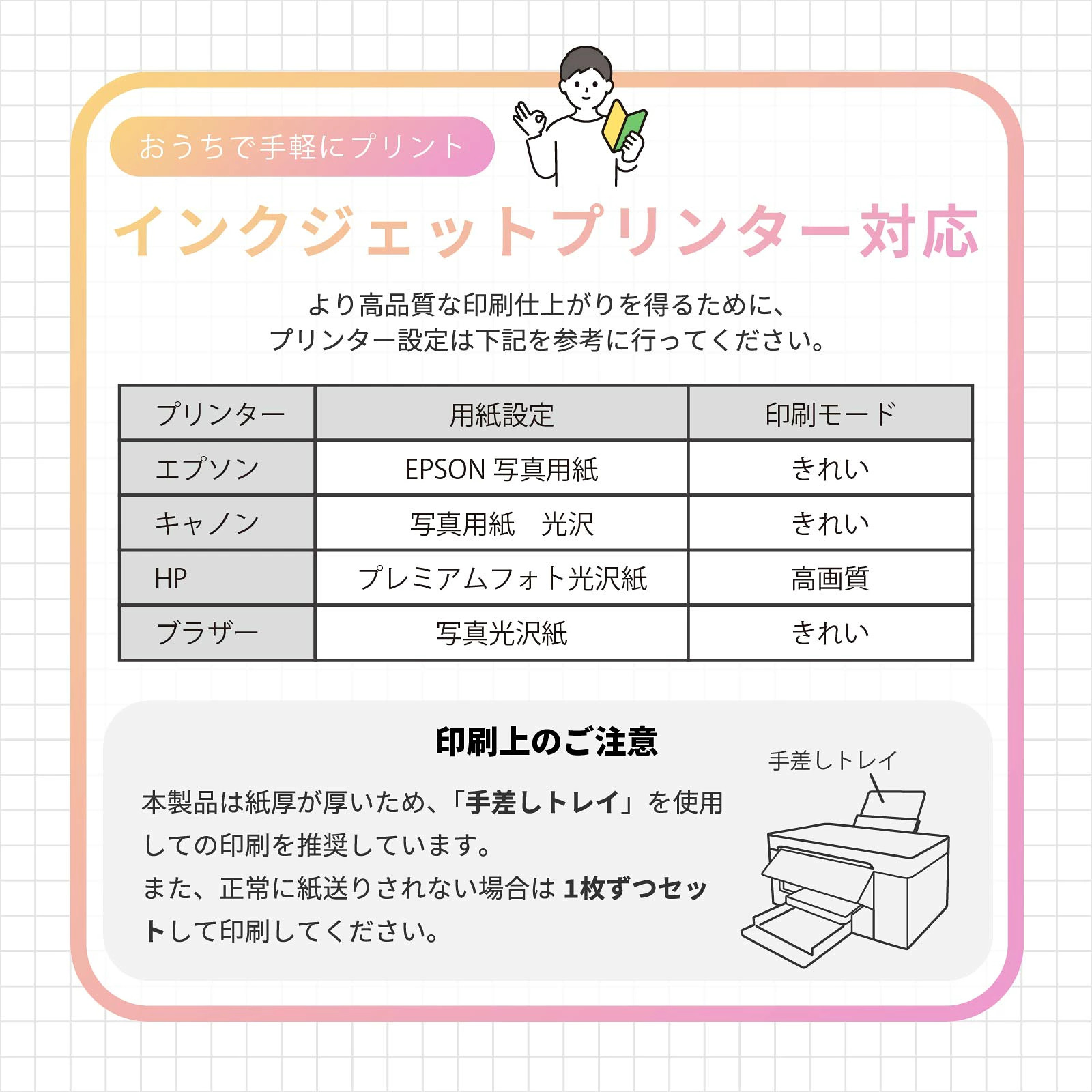 インクジェットプリンター設定と印刷上の注意