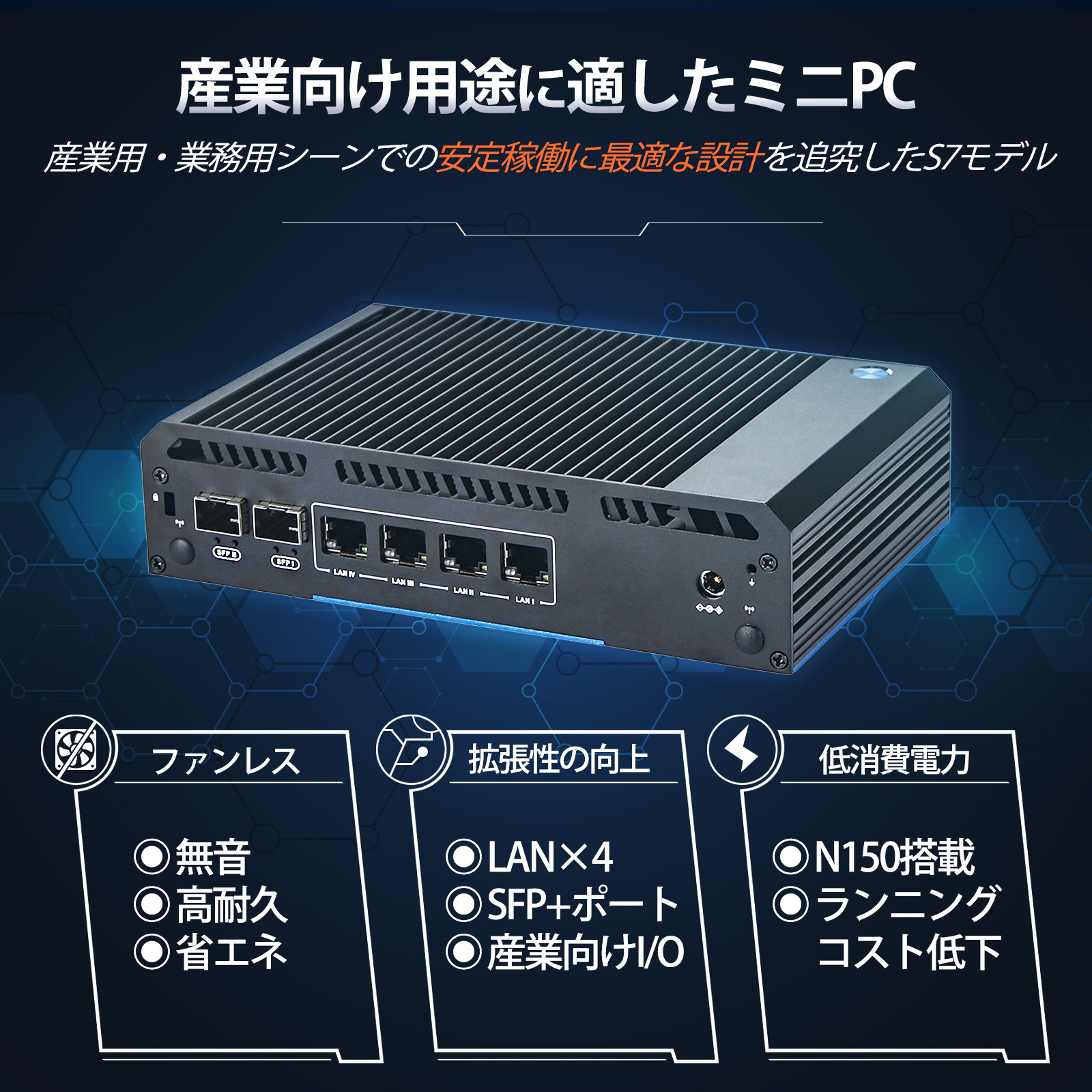 Skynew ミニPC N150 / 8GB / 128GB SSD / Ubuntsu LAN×4 SFP+ USB3.0×2