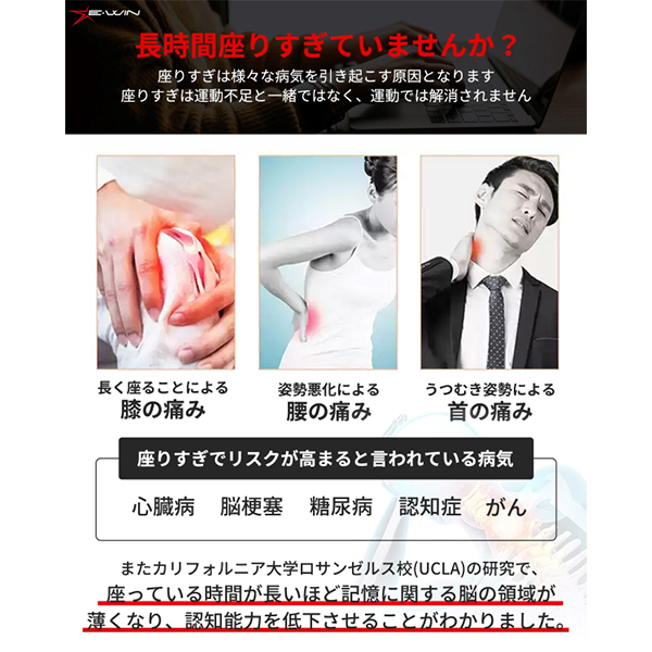 長時間の座り作業に関する注意を示したSD71-WHの案内画像